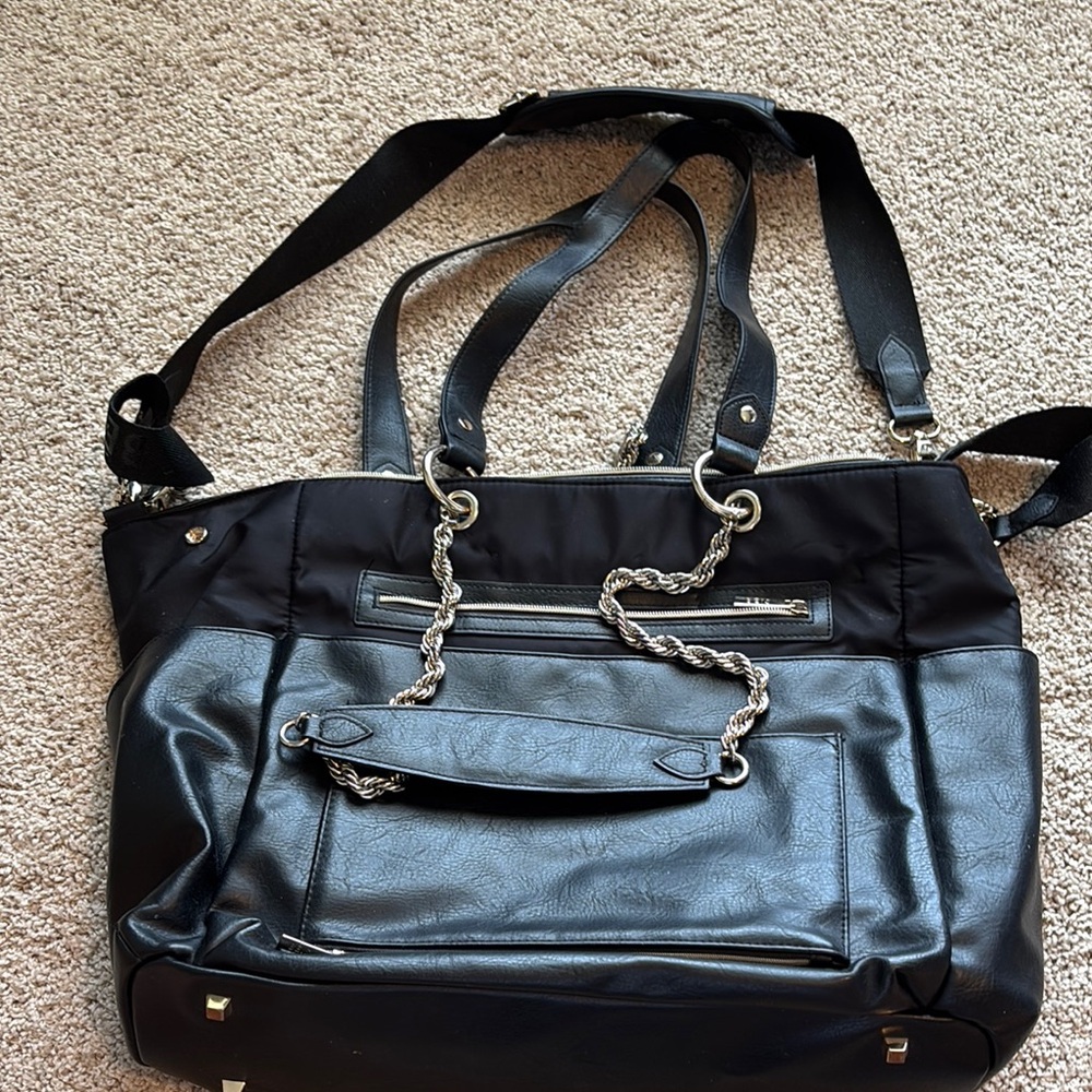 BEIS Black Baby Bag with Structured Design and Dual Handles